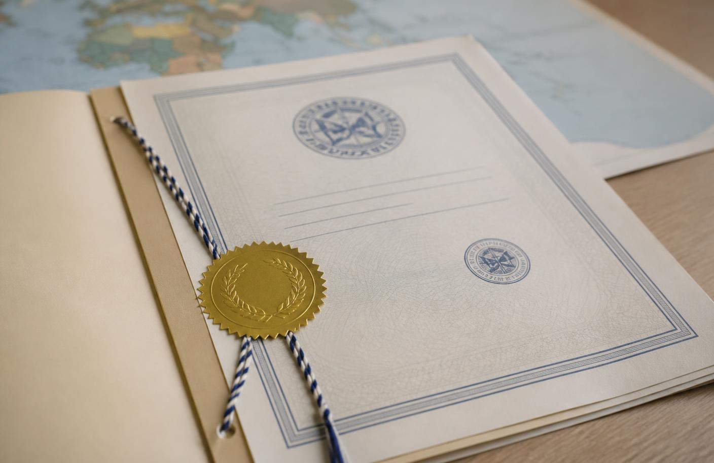 เอกสารราชการพร้อมใบรับรอง Apostille และตราประทับ